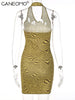 Elegant Open Back Bodycon Printed Halter Mini Dresses Summer Sexy Party Evening Backless Bandage Short Birthday Dress For Women