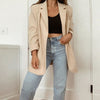 Elegant Oversized Single Breasted Long Women Blazer Suit Casual 2023 Autumn Full Sleeve Notched Office Ladies Blazer Jacket Coat