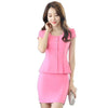 Elegant Pink Slim Summer Professional Business Women Work Suits With 2 Pieces Tops And Skirt Ladies Blazers Outfit S-4XL