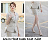 Elegant Plaid Formal Women Business Suits Summer Short Sleeve Professional Office Work Wear Blazers OL Styles Ladies Career Suit