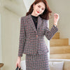 Elegant Plaid Formal Women Office Suit with Skirt Woman Business Tweed Suit Blazer and Skirt Set 2 Piece Chic Jacket Uniform