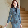Elegant Plaid Formal Women Office Suit with Skirt Woman Business Tweed Suit Blazer and Skirt Set 2 Piece Chic Jacket Uniform