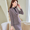 Elegant Plaid Formal Women Office Suit with Skirt Woman Business Tweed Suit Blazer and Skirt Set 2 Piece Chic Jacket Uniform