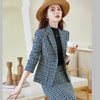 Elegant Plaid Formal Women Office Suit with Skirt Woman Business Tweed Suit Blazer and Skirt Set 2 Piece Chic Jacket Uniform