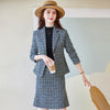 Elegant Plaid Office Ladies Formal Women Business Suits with Skirt and Jackets Coat Professional OL Styles Blazers Set Plus Size
