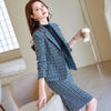 Elegant Plaid Office Ladies Formal Women Business Suits with Skirt and Jackets Coat Professional OL Styles Blazers Set Plus Size