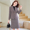 Elegant Plaid Office Ladies Formal Women Business Suits with Skirt and Jackets Coat Professional OL Styles Blazers Set Plus Size