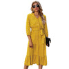 Elegant Polka Dot Women Dress Female Casual long Sleeve Office Dresses V-Neck A-Line party maxi dress spring & sumnmer LYQ019
