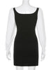 Elegant Puff Sleeve Square Neck Maid Dress Women Lace Edge Slit Sexy Mini Dresses Female High Waist Slim Fit Sundress