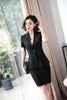 Elegant Red Slim Summer Short Sleeve Formal Women Business Suits With Tops and Skirt Ladies Office Work Wear Blazers Set