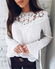 Elegant Ruffle Blusa Long Sleeve Lace Blouses Women White Blouse Lady Autumn Shirt Sexy Hollow Out Blusas Summer Tops Plus Size