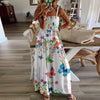 Elegant Ruffles Floral Print Women High Waist Dress Summer Three Quarter Sleeve Slim Fit Dress Female Loose V Neck Casual Dress