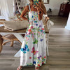 Elegant Ruffles Floral Print Women High Waist Dress Summer Three Quarter Sleeve Slim Fit Dress Female Loose V Neck Casual Dress
