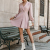 Elegant Sexy Double Breasted Ladies Suit Dress Solid Turn-down Collar Blazer Party Dress Autumn Women Casual Dresses New