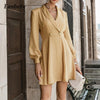 Elegant Sexy Double Breasted Ladies Suit Dress Solid Turn-down Collar Blazer Party Dress Autumn Women Casual Dresses New