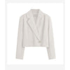 Elegant Short Blazer Women's Long Sleeve Notched Collar Double Breasted Jacket Casual Solid Office Work Vintage Coats