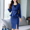 Elegant Skirt Suits Women 2023Autumn Winter Sashes Wool Blazer And Side Split Mini Pencil Skirts Suits Female Chic Sets