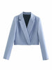 Elegant Skirt Suits Women 2 Buttons Cropped Blazer Side Split Mini Skirts Suits Female Chic Sets