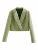 Elegant Skirt Suits Women 2 Buttons Cropped Blazer Side Split Mini Skirts Suits Female Chic Sets