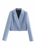 Elegant Skirt Suits Women 2 Buttons Cropped Blazer Side Split Mini Skirts Suits Female Chic Sets
