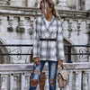 Elegant Slim Check Plaid Blazer Spring and Autumn Double-breasted Lapel Collar Long Sleeve Casual Office Lady (No Belt)