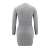 Elegant Solid Color Knitted Mini Dress Women Autumn Winter Long Sleeve Warm Sweater Dress Slim Party Pencil Dresses Vestidos
