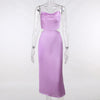 Elegant Spaghetti Strap Long Party Dress Women Cut Out Backless Satin Dress Summer Sexy Midi Dress Gown 2022