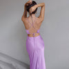 Elegant Spaghetti Strap Long Party Dress Women Cut Out Backless Satin Dress Summer Sexy Midi Dress Gown 2022