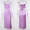 Elegant Spaghetti Strap Long Party Dress Women Cut Out Backless Satin Dress Summer Sexy Midi Dress Gown 2022