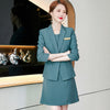 Elegant Thick Office Ladies Blazer Jacket and Skirt Suit Green Navy Women Formal Business Work Wear Two Piece Set for Winter