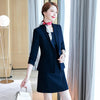 Elegant Thick Office Ladies Blazer Jacket and Skirt Suit Green Navy Women Formal Business Work Wear Two Piece Set for Winter