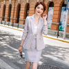 Elegant Thick Skirt Suit Women Girl Pink White Blue Casual Plaid Two Pieces Set Female Ladies Winter Clothes