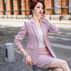 Elegant Thick Skirt Suit Women Girl Pink White Blue Casual Plaid Two Pieces Set Female Ladies Winter Clothes