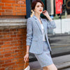 Elegant Thick Skirt Suit Women Girl Pink White Blue Casual Plaid Two Pieces Set Female Ladies Winter Clothes