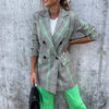 Elegant Turn-down Collar Button Loose Jackets Women Casual Long Sleeve Suits Blazers Office Commute Plaid Print Outwear