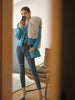 Elegant Turquois Chain Diamond Button Tweed Blazer/Tank Tops/Mini Skirt Sets Office Knit Woven Cropped Boxy Jacket Suit Cardigan