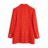 Elegant Tweed Red Women Skirt Suit 2023 Spring Fall Office Lady Single Breasted Blazer Jacket Print Lining Mini Skirts Outerwear