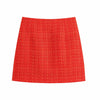 Elegant Tweed Red Women Skirt Suit 2023 Spring Fall Office Lady Single Breasted Blazer Jacket Print Lining Mini Skirts Outerwear