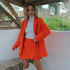 Elegant Tweed Red Women Skirt Suit 2023 Spring Fall Office Lady Single Breasted Blazer Jacket Print Lining Mini Skirts Outerwear