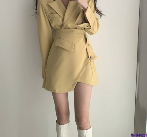 Elegant Two-pieces Set Women Skirt Suit Short Jacket & Irregular Skirt Chic Button Up Female Blazer Sets Women Blazer Suit 2023