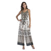 Elegant V Neck Wide Leg Jumpsuit Romper Women Summer Sexy Backless Sleeveless Playsuit Loose Boho Overalls Beach Party Jumpsuit