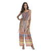 Elegant V Neck Wide Leg Jumpsuit Romper Women Summer Sexy Backless Sleeveless Playsuit Loose Boho Overalls Beach Party Jumpsuit