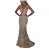 Elegant V-neck Long Dress Sleevelesss V-neck Beaded Sequin Slim Evening Banquet Dress Women Sliver Party Bodycon Maxi Dress