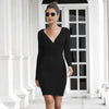 Elegant V neck Sweater Wrap Mini Dress Women Fall Winter 2022 Long Sleeve Knitted bodycon Red Black White Ladies Dresses C419