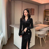 Elegant Velvet Long Sleeve Maxi Dress Winter Slim Women Sexy Split Dress Undefined Clothing Women 2022 Korea Black Bodycon Dress
