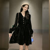 Elegant Vintage Dress Women Long Sleeve Solid Black Party Dress Female V-Neck Lace Midi Gothic Dress Autumn 2022 Office Lady