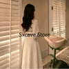 Elegant Vintage White Dress Women 2022 Winter Fairy Midi Party Dress Evening Office Lady Design Outwear One Piece Dress Korean