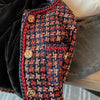 Elegant Weave Plaid Women Blazer Pocket Plus Velvet Winter Causal Tweed Coat Office Ladies Suit Jacket