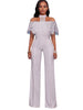 Elegant Wide Leg Jumpsuits Halter Off The Shoulder Lace Ruffles Jumpsuit Work Party Overalls Casual Long Rompers Womens Jumpsuit