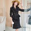 Elegant Winter Thick Ladies Ruffle Blazer and Skirt Suit of  Business Work Wear White Black Plaid Formal 2 Piece Set